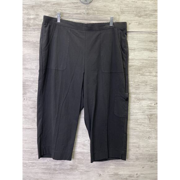 Alfred Dunner Capri Pants 16W Womens Black Cotton Pull On Pockets Island Hopping - Picture 1 of 9